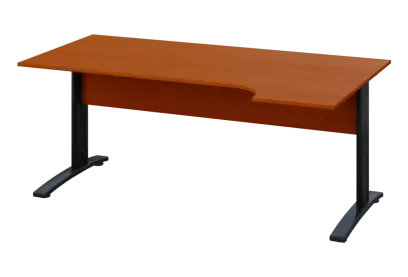 ERK 18 - 184 stůl kancelářský, rohový, pravý, kovová podnož černá, deska 18 mm, široký 1800 mm, třešeň šumavská